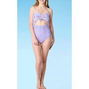 Decree Womens Textured Floral Monokini One Piece Swimsuit Juniors Size XS nwt (0